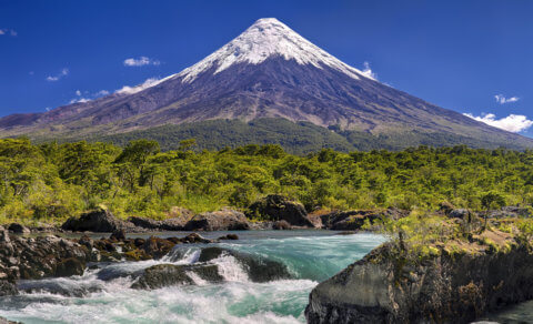 Norpatagonien mit Petrohue Wasserfall und Vulkan Osorno in Chile