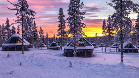 Nordlicht-Dorf Saariselkä- Freier Blick aufs Polarlicht