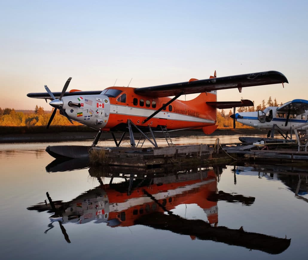 Red-and-white seaplane