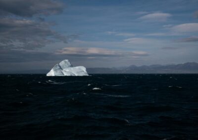 An iceberg is drifting in the ocean