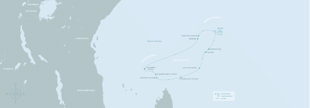 seychellen_route-9n-aldabra-koralleninseln_aqua-expeditions Map of the route Aldabra & Coral Islands of Seychelles