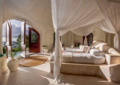 Schlafzimmer eines Meerblick-Pavillons