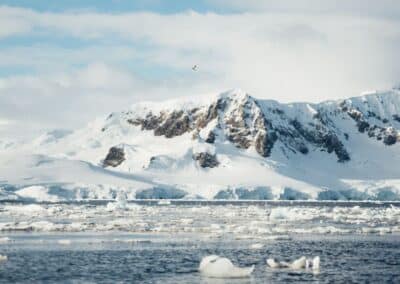 Antarctic landscape with coastal mountains