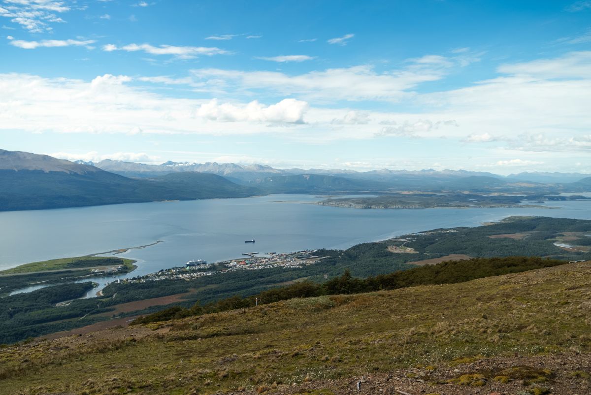 Antarctica-Bridge_Puerto-Williams_Silversea View from a mountain of the city of Puerto Williams, which lies right on the waterfront