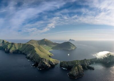 Panorama der UNESCO-Welterbe-Inselgruppe St Kilda im Atlantik