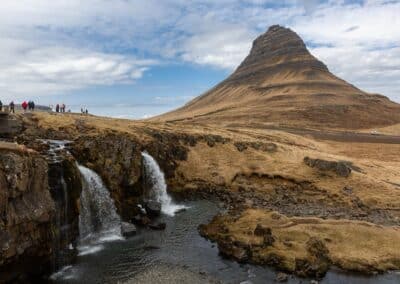 Kirkjufell Mountain with a waterfall on Snæfellsnes