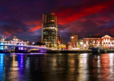 Belfast Lagan Weir Night Skyline