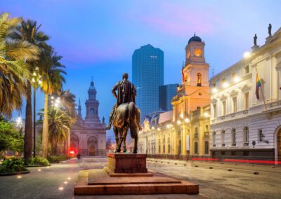 The Plaza de Armas in the historic center of Santiago