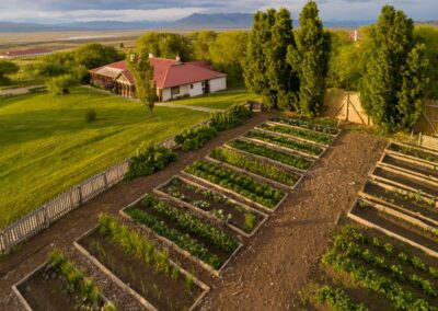 Gemüsebeete des estancia-eigenen Bio-Gartens