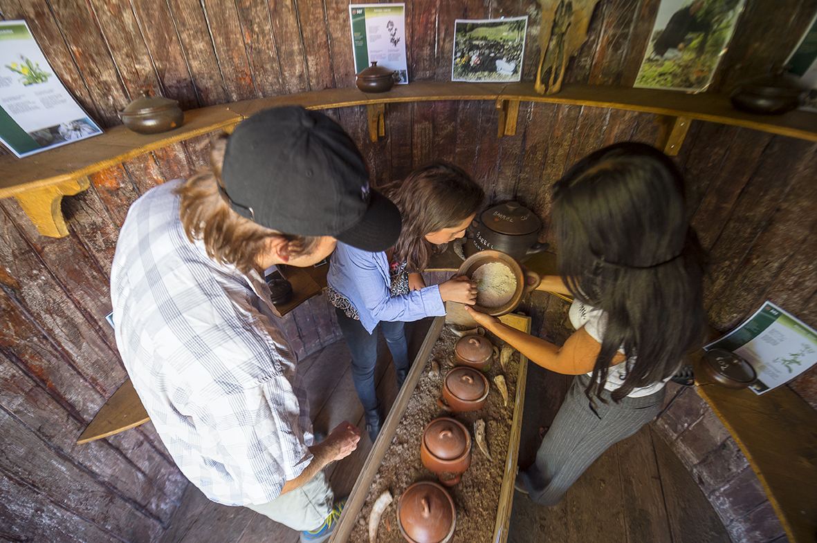 Guests examine organic products during the biodynamic tour
