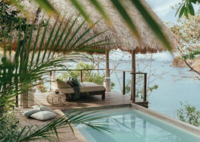 Casita with a daybed and plunge pool overlooking the ocean