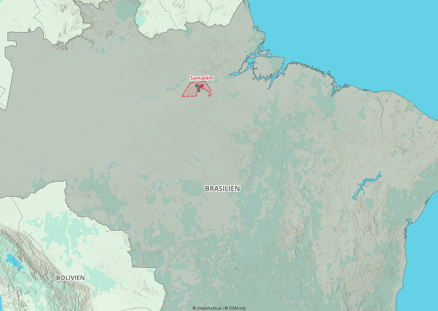 Übersichtskarte: Lage der Reiseregion um Santarém im Norden Brasiliens